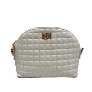 Bebe White Faux Leather Blakely Quilted Crossbody Bag